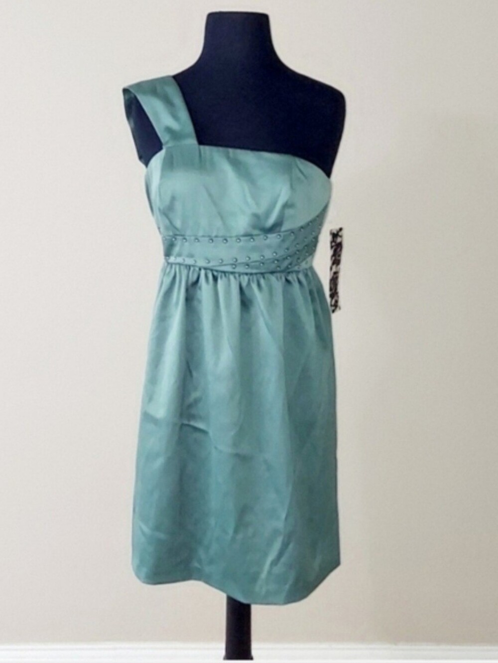 Kensie Women's One Shoulder Cocktail Dress In Green SZ 4